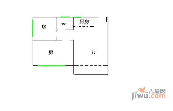 龙祥大厦2室1厅1卫户型图