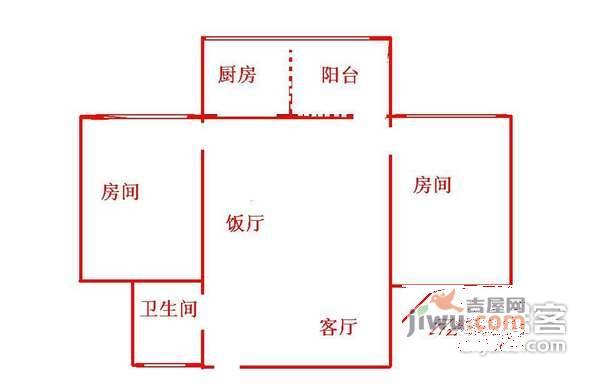 鸿升阁2室1厅1卫户型图