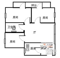 佳地华苑大厦3室1厅1卫104㎡户型图