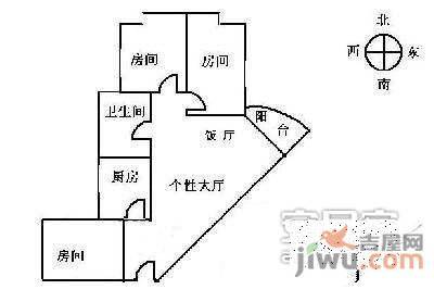 穗南大厦3室2厅1卫95㎡户型图