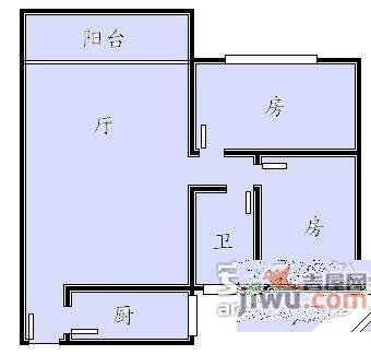 华盈居2室1厅1卫60㎡户型图