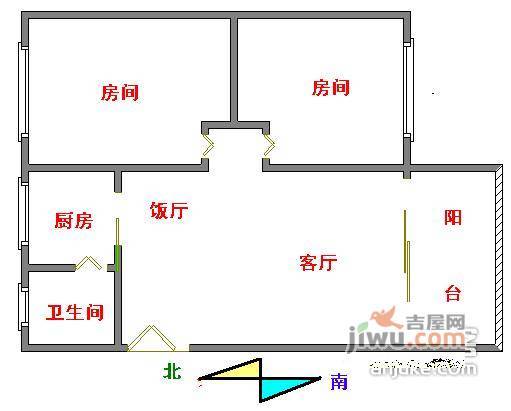 荔景园2室2厅1卫户型图