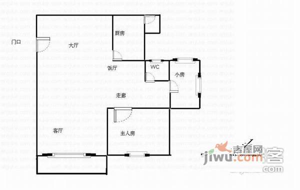 渝达大厦2室1厅1卫52㎡户型图