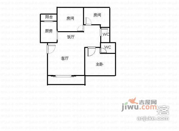 南国奥林匹克花园洛杉机3室2厅2卫126㎡户型图