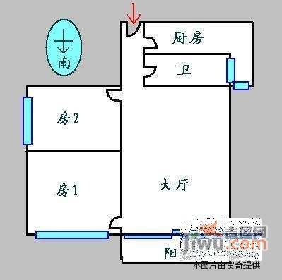 桔芳园2室1厅1卫90㎡户型图