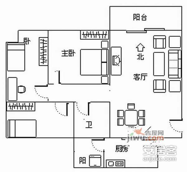 桥丰苑3室2厅1卫83㎡户型图