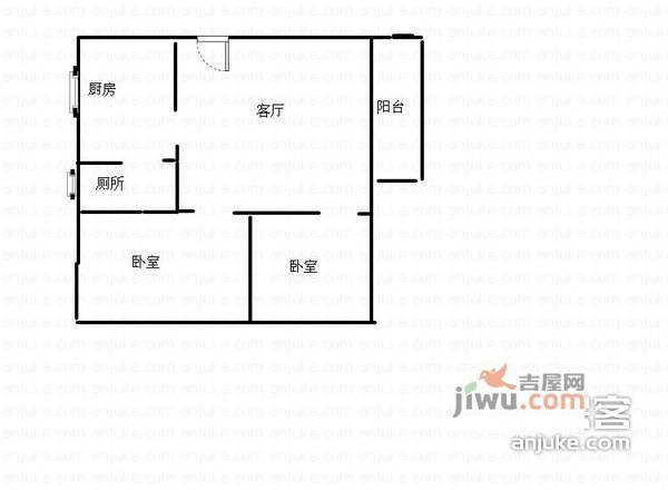 东秀园2室1厅1卫82㎡户型图