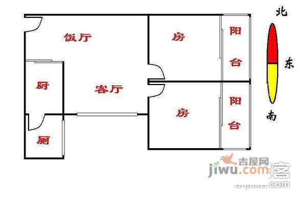 嘉丽苑2室1厅1卫户型图