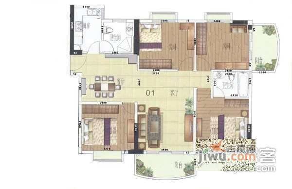 江南玫瑰园4室2厅2卫157㎡户型图