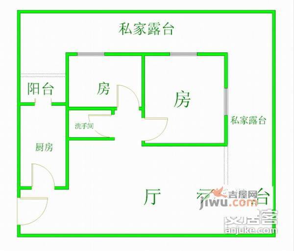 江南玫瑰园2室2厅1卫户型图