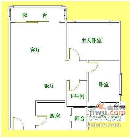 江南玫瑰园2室2厅1卫户型图