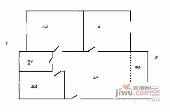 大江苑2室1厅1卫88㎡户型图