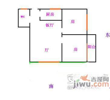 大江苑2室1厅1卫88㎡户型图