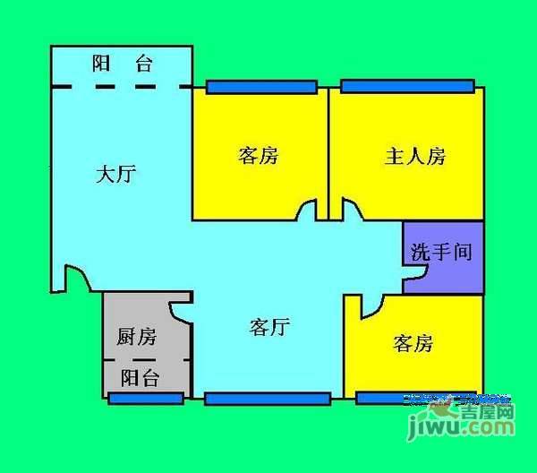 康隆苑3室2厅1卫88㎡户型图