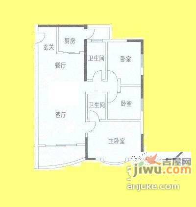 豪丰园3室2厅2卫133㎡户型图