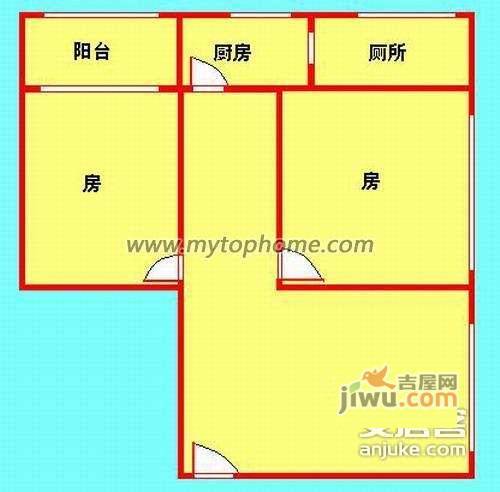 鸿新苑2室1厅1卫80㎡户型图