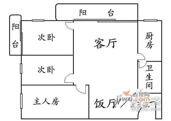 客村苑3室1厅1卫户型图