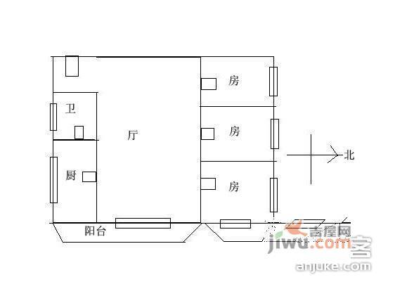 客村苑3室2厅1卫93㎡户型图