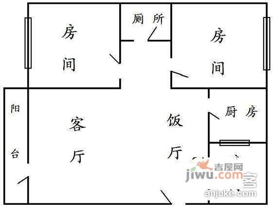 敦和花园3室1厅1卫87㎡户型图