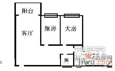 南方花园2室1厅1卫58㎡户型图