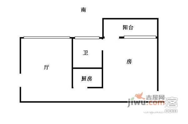 润南花园1室1厅1卫户型图