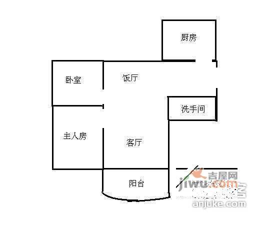 华乐苑2室1厅1卫67㎡户型图