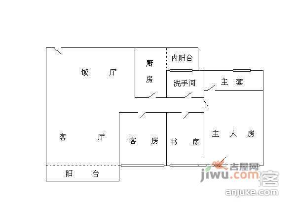 华乐苑3室2厅1卫84㎡户型图