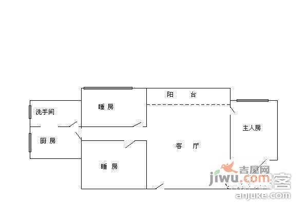 华乐苑3室2厅1卫84㎡户型图