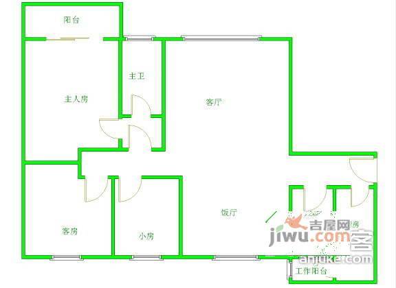 柏蕙花园3室2厅2卫121㎡户型图