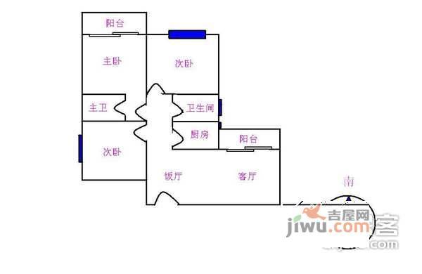 柏蕙花园3室2厅2卫121㎡户型图