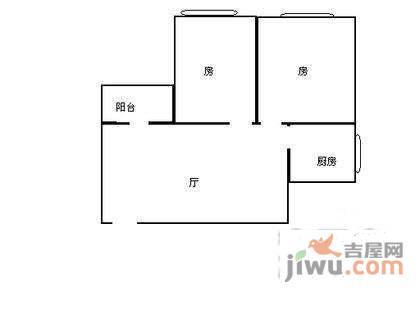 明月阁2室1厅1卫户型图