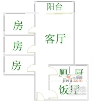 越秀东兴大厦3室2厅1卫户型图