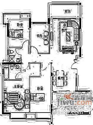 半山溪谷E墅4室2厅2卫173㎡户型图