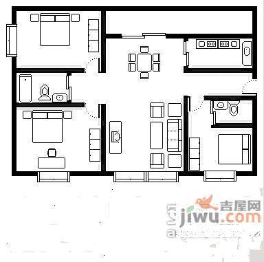 万科云山3室2厅2卫147㎡户型图