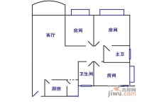 百顺台花园3室2厅2卫114㎡户型图