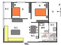 百顺台花园2室1厅1卫77㎡户型图