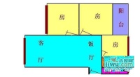 百顺台花园3室1厅1卫98㎡户型图