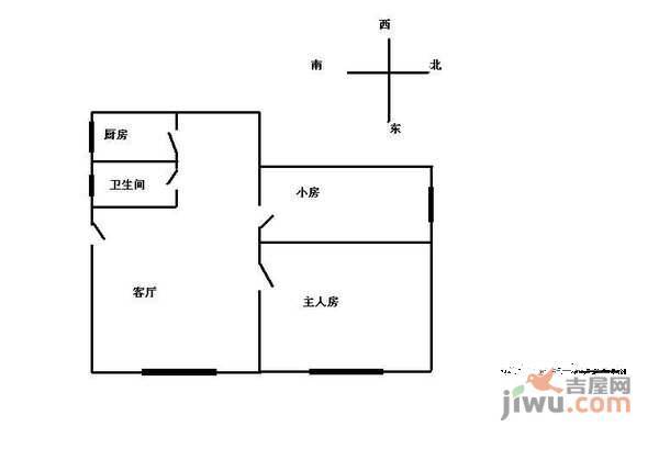 梅苑新居2室1厅1卫57㎡户型图