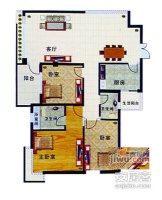 荔苑公寓3室1厅1卫88㎡户型图