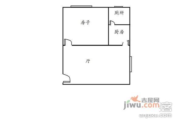 乐得花园1室1厅1卫43㎡户型图