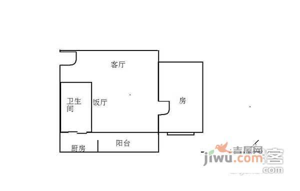 乐得花园1室1厅1卫43㎡户型图