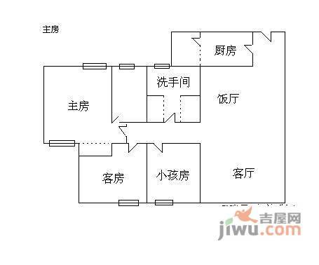 乐得花园3室1厅1卫98㎡户型图