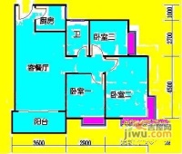 乐得花园3室2厅1卫106㎡户型图