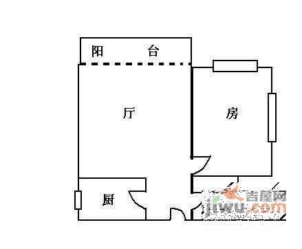 乐得花园1室1厅1卫43㎡户型图