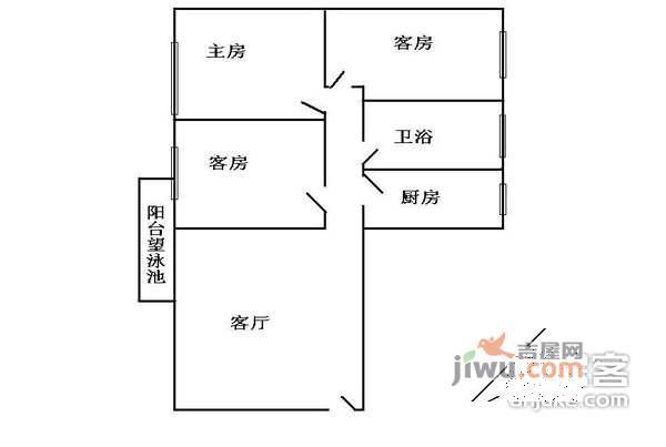 乐得花园3室2厅1卫106㎡户型图