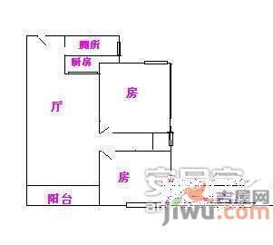 乐得花园2室2厅1卫75㎡户型图