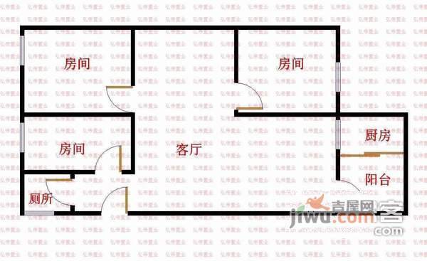 乐得花园3室2厅1卫106㎡户型图