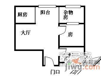 乐得花园1室1厅1卫43㎡户型图