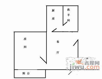 乐得花园1室1厅1卫43㎡户型图