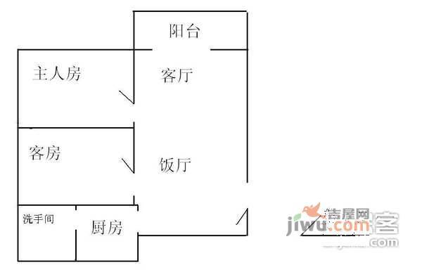 乐得花园2室2厅1卫75㎡户型图